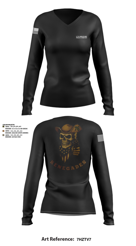 Womens Long Sleeve Vneck Shirt, 1776 Military Police Company, , Teamtime, Team time, sublimation, custom sports apparel, team uniforms, spirit wear, spiritwear, sports uniforms, custom shirts, team store, custom team store, fundraiser sports, apparel fundraiser