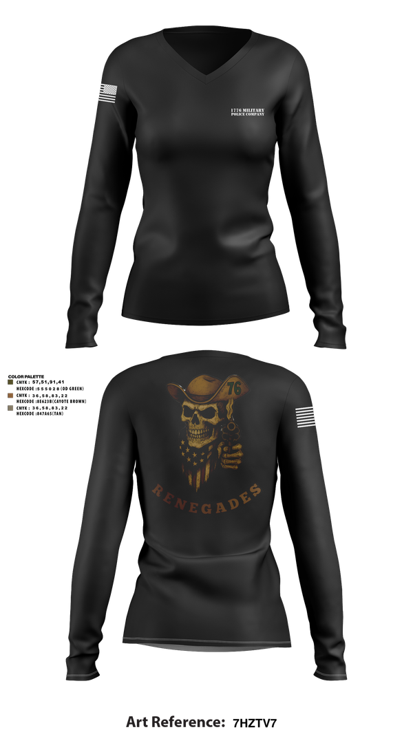 Womens Long Sleeve Vneck Shirt, 1776 Military Police Company, , Teamtime, Team time, sublimation, custom sports apparel, team uniforms, spirit wear, spiritwear, sports uniforms, custom shirts, team store, custom team store, fundraiser sports, apparel fundraiser