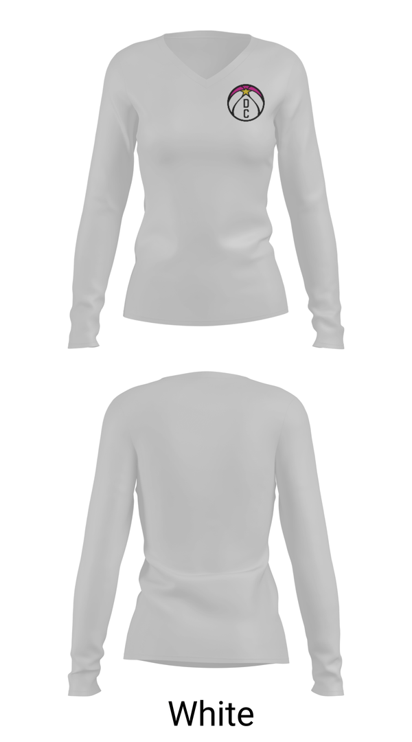 Womens Long Sleeve Vneck Shirt, DC Hoops, Women's Basketball, Teamtime, Team time, sublimation, custom sports apparel, team uniforms, spirit wear, spiritwear, sports uniforms, custom shirts, team store, custom team store, fundraiser sports, apparel fundraiser