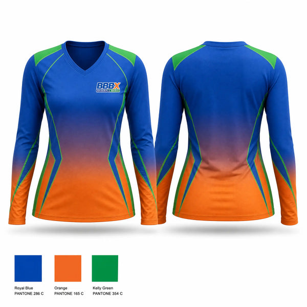 Womens Long Sleeve Vneck Shirt, BBBX, Baseball, Teamtime, Team time, sublimation, custom sports apparel, team uniforms, spirit wear, spiritwear, sports uniforms, custom shirts, team store, custom team store, fundraiser sports, apparel fundraiser