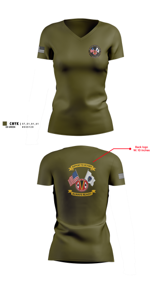 Womens Short Sleeve Vneck Shirt, HHC 151st RSG, Army, Teamtime, Team time, sublimation, custom sports apparel, team uniforms, spirit wear, spiritwear, sports uniforms, custom shirts, team store, custom team store, fundraiser sports, apparel fundraiser