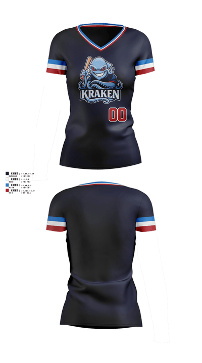 Kraken 55398637 Women's Short Sleeve V-neck Shirt - 1