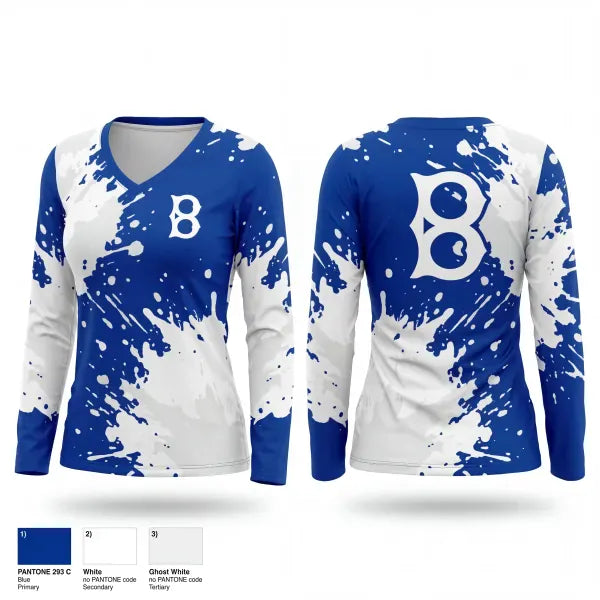 Womens Long Sleeve Vneck Shirt, Hamilton Bulldogs, Baseball, Teamtime, Team time, sublimation, custom sports apparel, team uniforms, spirit wear, spiritwear, sports uniforms, custom shirts, team store, custom team store, fundraiser sports, apparel fundraiser