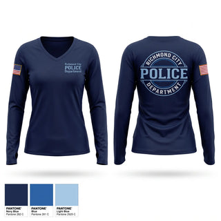 Womens Long Sleeve Vneck Shirt, Richmond City Police Department, Police, Teamtime, Team time, sublimation, custom sports apparel, team uniforms, spirit wear, spiritwear, sports uniforms, custom shirts, team store, custom team store, fundraiser sports, apparel fundraiser