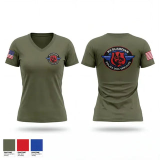 Womens Short Sleeve Vneck Shirt, K-9 Guardian Police Dog Services, Police, Teamtime, Team time, sublimation, custom sports apparel, team uniforms, spirit wear, spiritwear, sports uniforms, custom shirts, team store, custom team store, fundraiser sports, apparel fundraiser