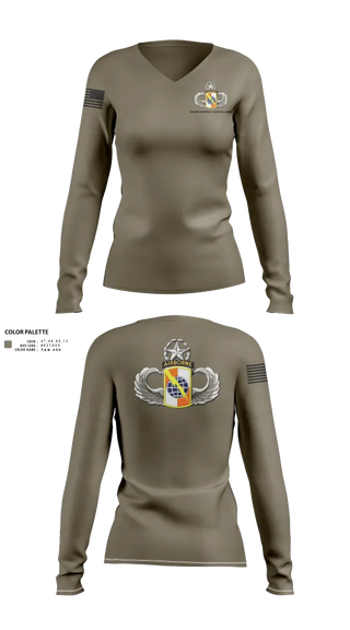 Womens Long Sleeve Vneck Shirt, 982nd Combat Camera, , Teamtime, Team time, sublimation, custom sports apparel, team uniforms, spirit wear, spiritwear, sports uniforms, custom shirts, team store, custom team store, fundraiser sports, apparel fundraiser