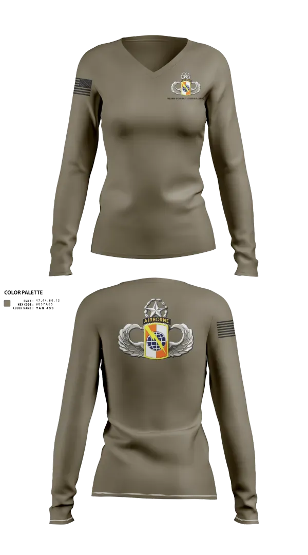 Womens Long Sleeve Vneck Shirt, 982nd Combat Camera, , Teamtime, Team time, sublimation, custom sports apparel, team uniforms, spirit wear, spiritwear, sports uniforms, custom shirts, team store, custom team store, fundraiser sports, apparel fundraiser