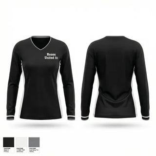 Womens Long Sleeve Vneck Shirt, Roses United fc, Men's Soccer, Teamtime, Team time, sublimation, custom sports apparel, team uniforms, spirit wear, spiritwear, sports uniforms, custom shirts, team store, custom team store, fundraiser sports, apparel fundraiser
