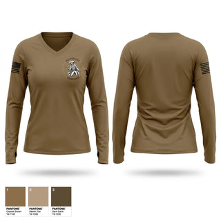 Womens Long Sleeve Vneck Shirt, Delta Company 1-297, National Guard, Teamtime, Team time, sublimation, custom sports apparel, team uniforms, spirit wear, spiritwear, sports uniforms, custom shirts, team store, custom team store, fundraiser sports, apparel fundraiser