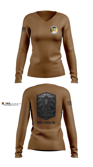 Womens Long Sleeve Vneck Shirt, HHC/1-501 AB, Army, Teamtime, Team time, sublimation, custom sports apparel, team uniforms, spirit wear, spiritwear, sports uniforms, custom shirts, team store, custom team store, fundraiser sports, apparel fundraiser
