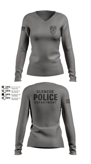 Womens Long Sleeve Vneck Shirt, Glencoe Police Department, Police, Teamtime, Team time, sublimation, custom sports apparel, team uniforms, spirit wear, spiritwear, sports uniforms, custom shirts, team store, custom team store, fundraiser sports, apparel fundraiser