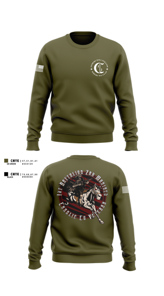 Crew Neck Sweatshirt, 1st Battalion 2nd Marines Charlie Co Veteran, Marines, Teamtime, Team time, sublimation, custom sports apparel, team uniforms, spirit wear, spiritwear, sports uniforms, custom shirts, team store, custom team store, fundraiser sports, apparel fundraiser
