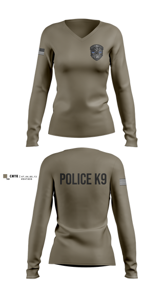 Womens Long Sleeve Vneck Shirt, Roy Cit Police K9, Police, Teamtime, Team time, sublimation, custom sports apparel, team uniforms, spirit wear, spiritwear, sports uniforms, custom shirts, team store, custom team store, fundraiser sports, apparel fundraiser