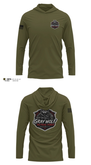 Long Sleeve hooded sunshirt, Graywolf tactical force securityGraywolf tactical force security, Bowling, Teamtime, Team time, sublimation, custom sports apparel, team uniforms, spirit wear, spiritwear, sports uniforms, custom shirts, team store, custom team store, fundraiser sports, apparel fundraiser