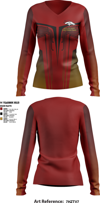 Womens Long Sleeve Vneck Shirt, Bullitt East High School Band, Spirit Store, Teamtime, Team time, sublimation, custom sports apparel, team uniforms, spirit wear, spiritwear, sports uniforms, custom shirts, team store, custom team store, fundraiser sports, apparel fundraiser