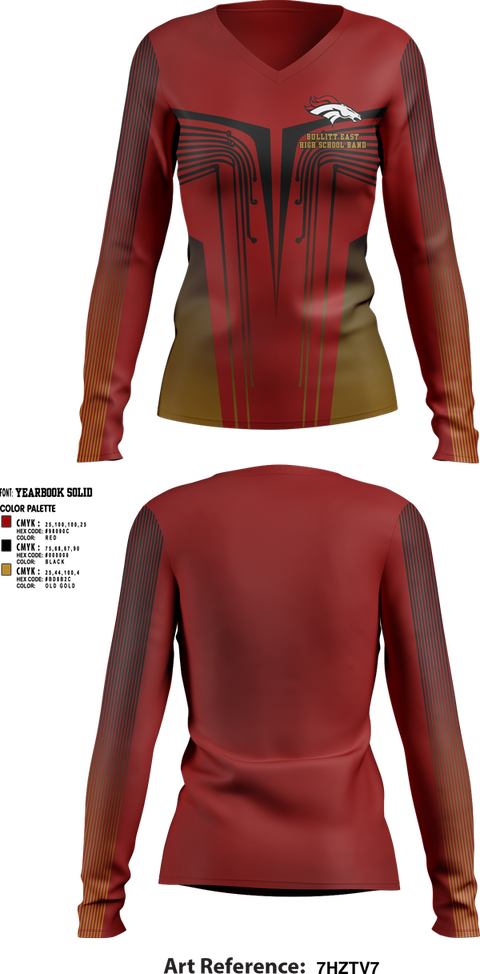 Womens Long Sleeve Vneck Shirt, Bullitt East High School Band, Spirit Store, Teamtime, Team time, sublimation, custom sports apparel, team uniforms, spirit wear, spiritwear, sports uniforms, custom shirts, team store, custom team store, fundraiser sports, apparel fundraiser