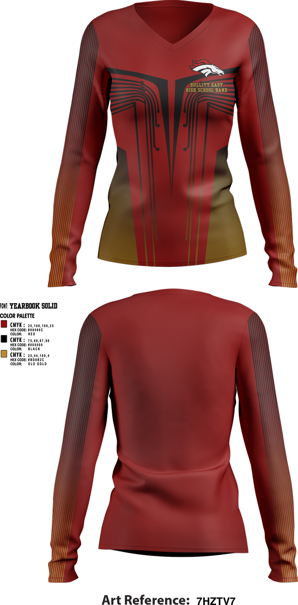 Womens Long Sleeve Vneck Shirt, Bullitt East High School Band, Spirit Store, Teamtime, Team time, sublimation, custom sports apparel, team uniforms, spirit wear, spiritwear, sports uniforms, custom shirts, team store, custom team store, fundraiser sports, apparel fundraiser