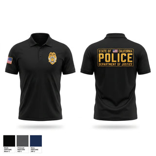 Short Sleeve Performance Polo, CA DOJ, Police, Teamtime, Team time, sublimation, custom sports apparel, team uniforms, spirit wear, spiritwear, sports uniforms, custom shirts, team store, custom team store, fundraiser sports, apparel fundraiser