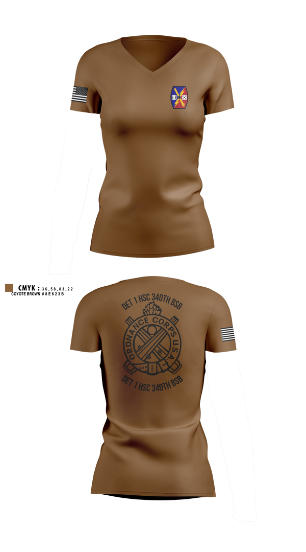 Womens Short Sleeve Vneck Shirt, DET 1 HSC 340TH BSB, Army, Teamtime, Team time, sublimation, custom sports apparel, team uniforms, spirit wear, spiritwear, sports uniforms, custom shirts, team store, custom team store, fundraiser sports, apparel fundraiser