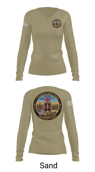 387th Medical Logistics Company 26711800 Women's Long Sleeve V-neck Shirt - 97
