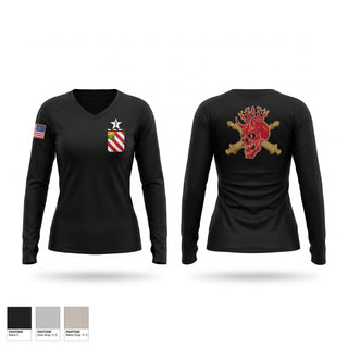 Womens Long Sleeve Vneck Shirt, C/1-8 FA, Army, Teamtime, Team time, sublimation, custom sports apparel, team uniforms, spirit wear, spiritwear, sports uniforms, custom shirts, team store, custom team store, fundraiser sports, apparel fundraiser
