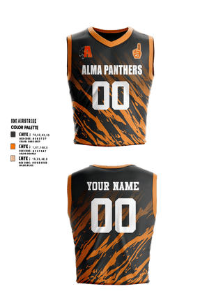 Womens Basketball Jersey, Alma panthers, Women's Basketball, Teamtime, Team time, sublimation, custom sports apparel, team uniforms, spirit wear, spiritwear, sports uniforms, custom shirts, team store, custom team store, fundraiser sports, apparel fundraiser