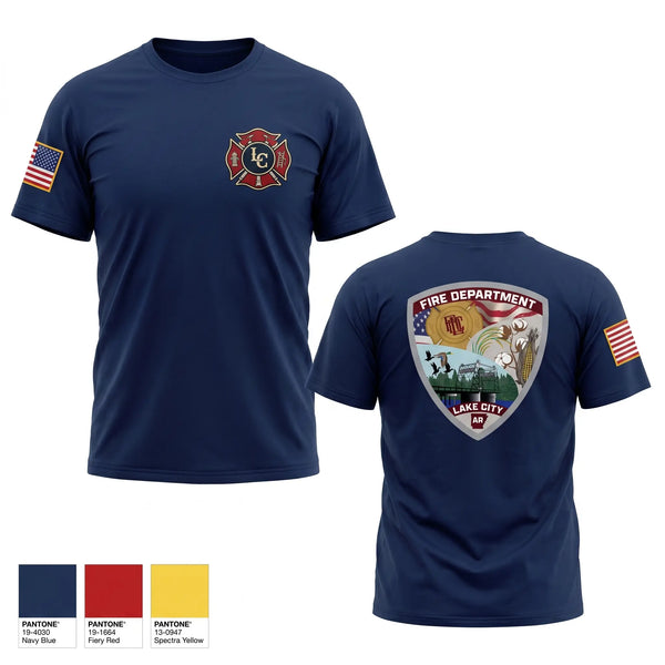 Old School Cotton Feel Shirt, Lake City Fire Department, Fire Department, Teamtime, Team time, sublimation, custom sports apparel, team uniforms, spirit wear, spiritwear, sports uniforms, custom shirts, team store, custom team store, fundraiser sports, apparel fundraiser