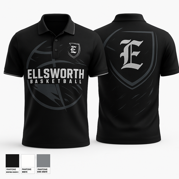 Short Sleeve Performance Polo, Ellsworth, Men's Basketball, Teamtime, Team time, sublimation, custom sports apparel, team uniforms, spirit wear, spiritwear, sports uniforms, custom shirts, team store, custom team store, fundraiser sports, apparel fundraiser