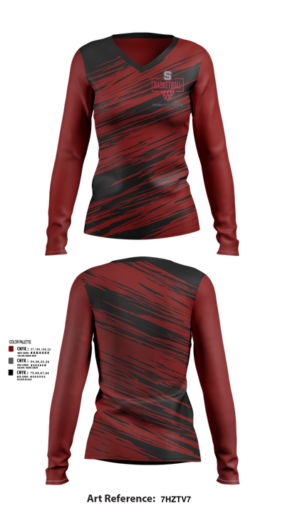 Springfield Spartans 94696400 Women's Long Sleeve V-neck Shirt - 41