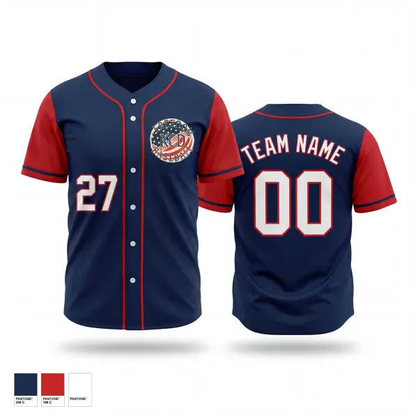 Full Button Baseball Jersey, KCD Freedom, Baseball, Teamtime, Team time, sublimation, custom sports apparel, team uniforms, spirit wear, spiritwear, sports uniforms, custom shirts, team store, custom team store, fundraiser sports, apparel fundraiser