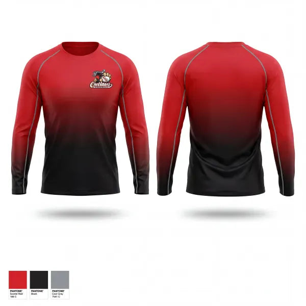 Long Sleeve Performance Shirt, Houston Outlaws, Baseball, Teamtime, Team time, sublimation, custom sports apparel, team uniforms, spirit wear, spiritwear, sports uniforms, custom shirts, team store, custom team store, fundraiser sports, apparel fundraiser