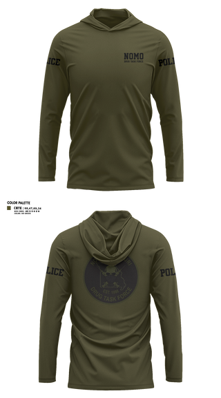 Long Sleeve Performance Shirt with hood, North Missouri Drug Task Force, Police, Teamtime, Team time, sublimation, custom sports apparel, team uniforms, spirit wear, spiritwear, sports uniforms, custom shirts, team store, custom team store, fundraiser sports, apparel fundraiser