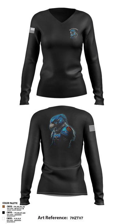 Battlehawks 56996020 Women's Long Sleeve V-neck Shirt - 3
