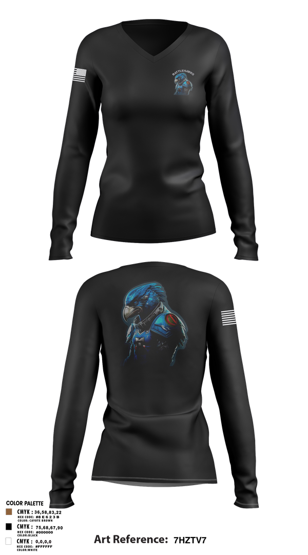 Womens Long Sleeve Vneck Shirt, Battlehawks, , Teamtime, Team time, sublimation, custom sports apparel, team uniforms, spirit wear, spiritwear, sports uniforms, custom shirts, team store, custom team store, fundraiser sports, apparel fundraiser