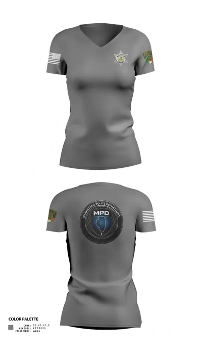 Manhattan Police Department 19421208 Women's Short Sleeve V-neck Shirt - 151