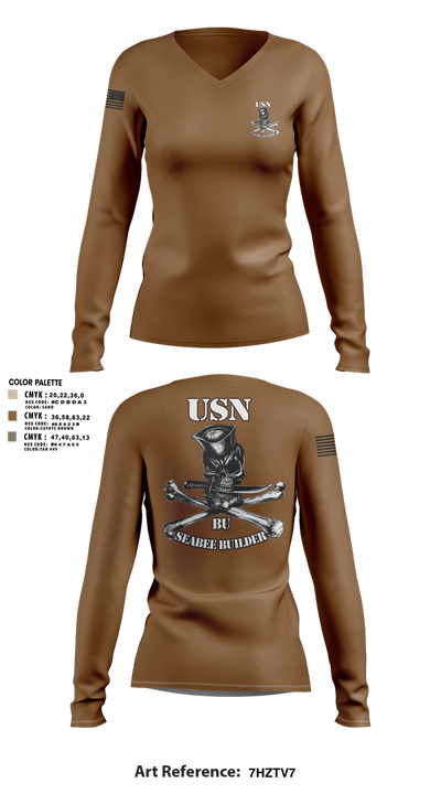 NMCB-25 17597723 Women's Long Sleeve V-neck Shirt - 2