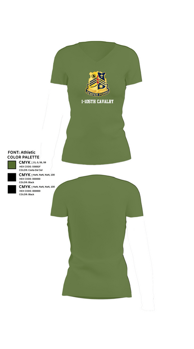 1-105th cavalry 36351622 Women's Short Sleeve V-neck Shirt - 44