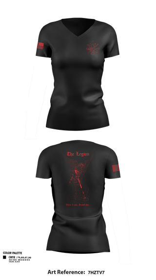Womens Short Sleeve Vneck Shirt, The Legion / B CO / 2-5 CAV, Army, Teamtime, Team time, sublimation, custom sports apparel, team uniforms, spirit wear, spiritwear, sports uniforms, custom shirts, team store, custom team store, fundraiser sports, apparel fundraiser