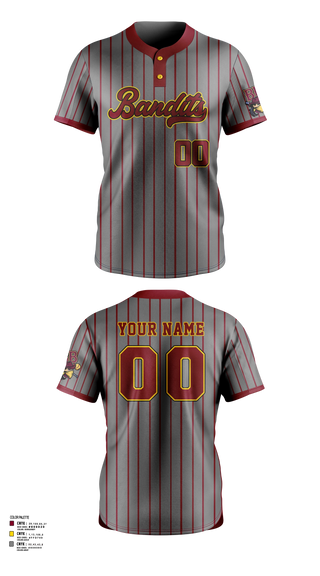 Two Button Softball Jersey, Barren Bandits, Softball, Teamtime, Team time, sublimation, custom sports apparel, team uniforms, spirit wear, spiritwear, sports uniforms, custom shirts, team store, custom team store, fundraiser sports, apparel fundraiser