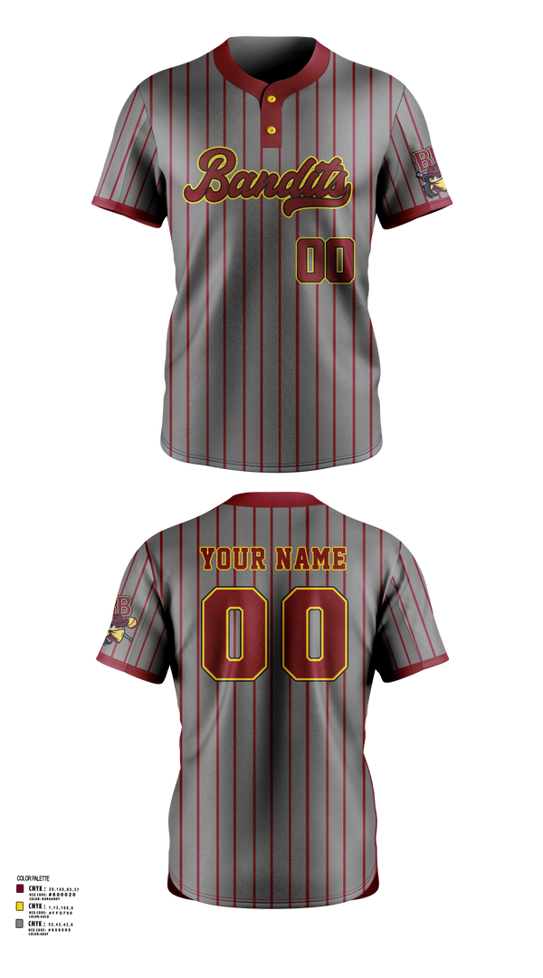 Two Button Softball Jersey, Barren Bandits, Softball, Teamtime, Team time, sublimation, custom sports apparel, team uniforms, spirit wear, spiritwear, sports uniforms, custom shirts, team store, custom team store, fundraiser sports, apparel fundraiser
