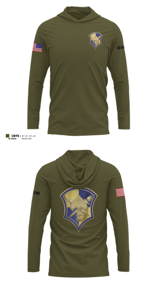 Long Sleeve Performance Shirt with hood, AOSD, Army, Teamtime, Team time, sublimation, custom sports apparel, team uniforms, spirit wear, spiritwear, sports uniforms, custom shirts, team store, custom team store, fundraiser sports, apparel fundraiser