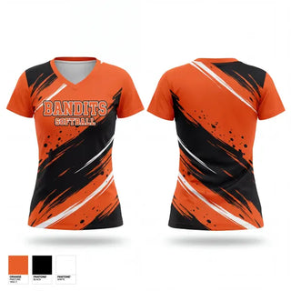 Womens Short Sleeve Vneck Shirt, Bandits, Softball, Teamtime, Team time, sublimation, custom sports apparel, team uniforms, spirit wear, spiritwear, sports uniforms, custom shirts, team store, custom team store, fundraiser sports, apparel fundraiser