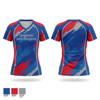 Dugouts and Dingers Women's Short Sleeve V-neck Shirt - 1