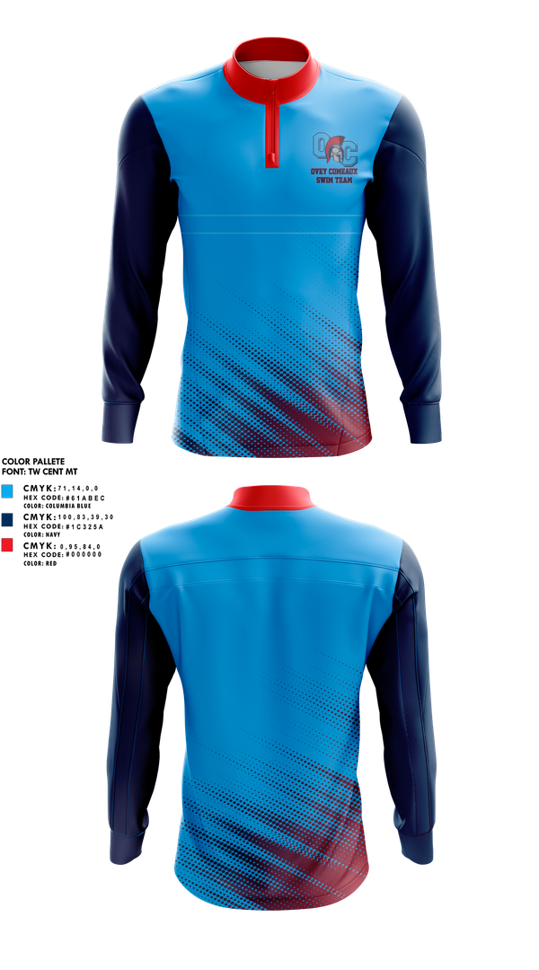 Quarter Zip Jacket, Ovey Comeaux Swimming, Swimming, Teamtime, Team time, sublimation, custom sports apparel, team uniforms, spirit wear, spiritwear, sports uniforms, custom shirts, team store, custom team store, fundraiser sports, apparel fundraiser