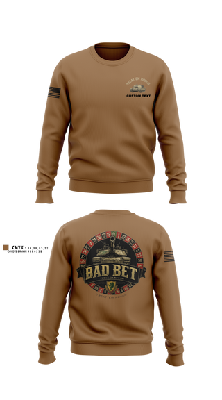 Crew Neck Sweatshirt, BadBet Company, 2-12CAV, Army, Teamtime, Team time, sublimation, custom sports apparel, team uniforms, spirit wear, spiritwear, sports uniforms, custom shirts, team store, custom team store, fundraiser sports, apparel fundraiser