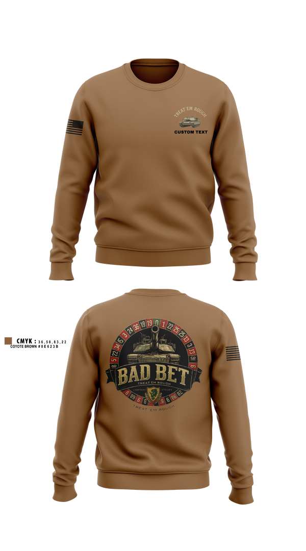 Crew Neck Sweatshirt, BadBet Company, 2-12CAV, Army, Teamtime, Team time, sublimation, custom sports apparel, team uniforms, spirit wear, spiritwear, sports uniforms, custom shirts, team store, custom team store, fundraiser sports, apparel fundraiser