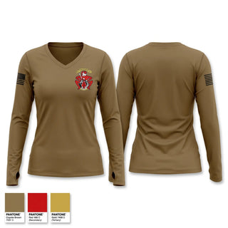 Womens Long Sleeve Vneck Shirt, 64 GPC, Army, Teamtime, Team time, sublimation, custom sports apparel, team uniforms, spirit wear, spiritwear, sports uniforms, custom shirts, team store, custom team store, fundraiser sports, apparel fundraiser