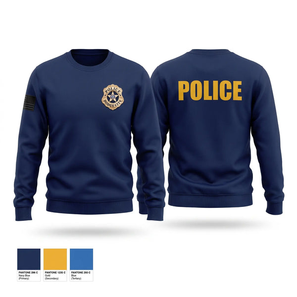 Crew Neck Sweatshirt, Dodge City Police Department, Police, Teamtime, Team time, sublimation, custom sports apparel, team uniforms, spirit wear, spiritwear, sports uniforms, custom shirts, team store, custom team store, fundraiser sports, apparel fundraiser