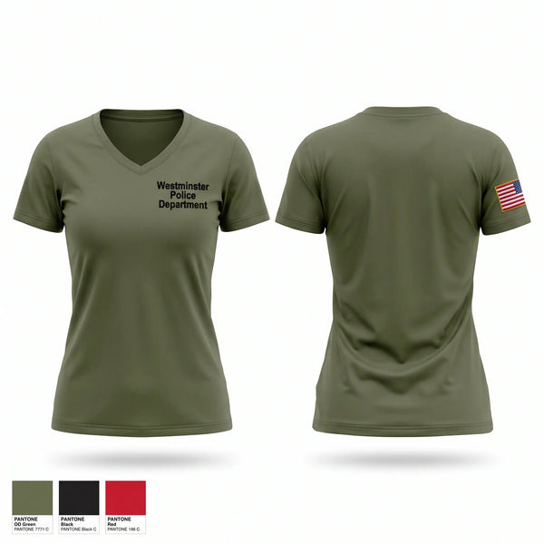 Womens Short Sleeve Vneck Shirt, Westminster Police Department, Police, Teamtime, Team time, sublimation, custom sports apparel, team uniforms, spirit wear, spiritwear, sports uniforms, custom shirts, team store, custom team store, fundraiser sports, apparel fundraiser