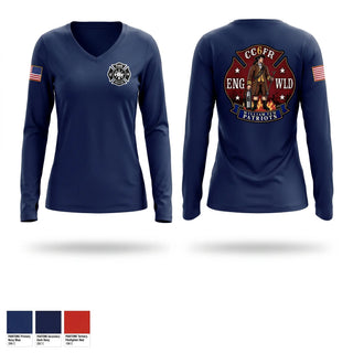 Womens Long Sleeve Vneck Shirt, Columbia County Fire Rescue Engine Company 6, Fire Department, Teamtime, Team time, sublimation, custom sports apparel, team uniforms, spirit wear, spiritwear, sports uniforms, custom shirts, team store, custom team store, fundraiser sports, apparel fundraiser